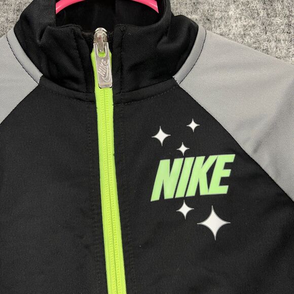 Nike Jacket Youth Large 6-7 YRS Zip Up Black Warmup Soccer Mock Neck Sweater - Picture 1 of 9